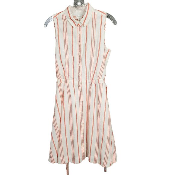 J. Crew Dresses & Skirts - J Crew NWT Size 4 Dress Linen Full Button Front Sleeveless Stripe Belt Tie Long
